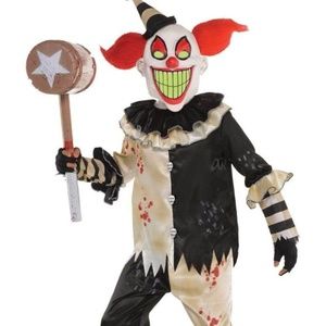 BRAND NEW boy scary clown glow in the dark halloween costume size XL